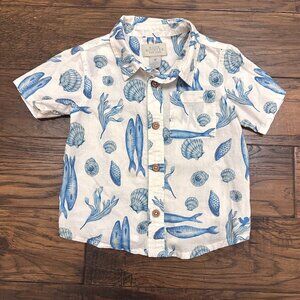 Blue Rooster Jack Shirt in Lisbon Coast Sea Print